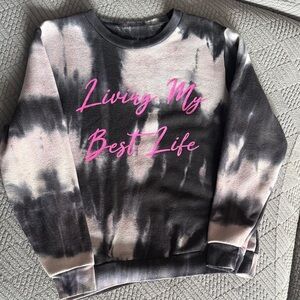 Tie-Dye Sweatshirt with Pink Text